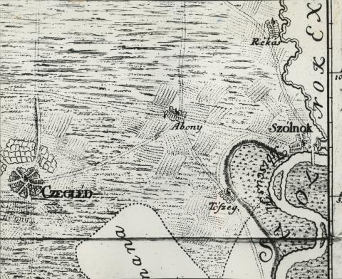 Abony környéke egy 1737-es térképen